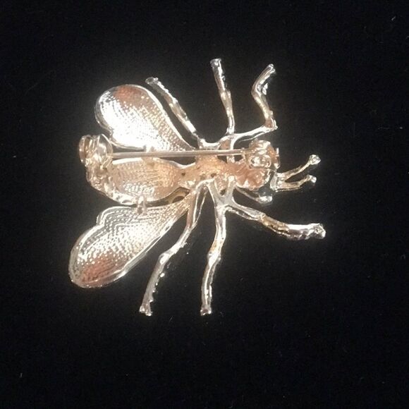Enameled & Rhinestone Bee Brooch - Picture 3 of 3